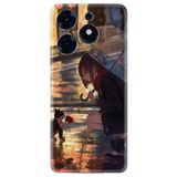 Kılıfland Tecno Spark 10 Pro ile Uyumlu Silikon Kılıf, Desen Özel Seri Kız ve Kedi, Çok Renkli