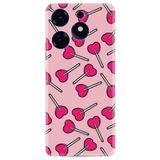 Kılıfland Tecno Spark 10 Pro ile Uyumlu Silikon Kılıf, Desenli Baskılı, Heart Lollipop, Pembe