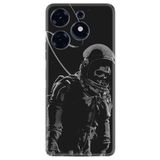 Kılıfland Tecno Spark 10 Pro ile Uyumlu Silikon Kılıf, İskelet Astronot Deseni, Siyah