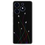 Kılıfland Tecno Spark 10 Pro ile Uyumlu Silikon Kılıf, Özel Seri Line Planet Desen, Siyah