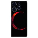 Kılıfland Tecno Spark 10 Pro ile Uyumlu Silikon Kılıf, Red Moon Desen, Siyah