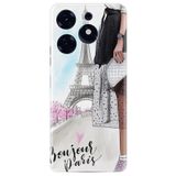 Kılıfland Tecno Spark 10 Pro ile Uyumlu Silikon Kılıf, Resimli Desenli Baskılı, Bonjour Paris, Çok Renkli