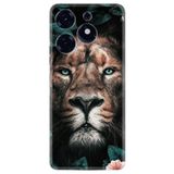 Kılıfland Tecno Spark 10 Pro ile Uyumlu Silikon Kılıf, Resimli Desenli Baskılı, Leon Flowers