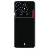 Kılıfland Tecno Spark 10 Pro ile Uyumlu Silikon Kılıf, Resimli Desenli Baskılı, My Love, Siyah