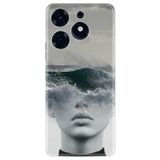 Kılıfland Tecno Spark 10 Pro ile Uyumlu Silikon Kılıf, Resimli Desenli Baskılı, Mystic Woman, Gri