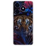 Kılıfland Tecno Spark 10 Pro ile Uyumlu Silikon Kılıf, Resimli Desenli Baskılı, Tiger Çiçek, Çok Renkli