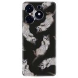 Kılıfland Tecno Spark 10 Pro ile Uyumlu Silikon Kılıf, Sevimli Kedicikler Deseni, Siyah