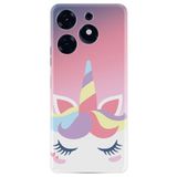 Kılıfland Tecno Spark 10 Pro ile Uyumlu Silikon Kılıf, Unicorn Desen, Pembe