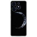 Kılıfland Tecno Spark 10 Pro ile Uyumlu Silikon Kılıf, Yalnız Ay Deseni, Siyah