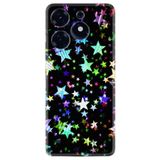 Kılıfland Tecno Spark 10 Pro ile Uyumlu Silikon Kılıf, Yıldızlar Deseni, Siyah
