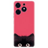 Kılıfland Tecno Spark 10 Pro Kılıf, Boutique Baskılı Kedicik Desenli, Pembe-Siyah