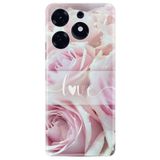 Kılıfland Tecno Spark 10 Pro Kılıf, Silikon, Arka Kapak, Love White Flowers Desenli, Beyaz