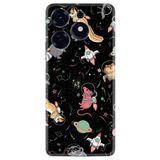 Kılıfland Tecno Spark 10 Pro Kılıf, Silikon, Desen Özel Seri Planet Animals, Siyah