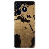 Kılıfland Tecno Spark 10 Pro Kılıf, Silikon, Harita Tasarım, Siyah