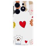Kılıfland Tecno Spark 10 Pro Kılıf, Silikon, Platinium Series, Kedilerin Aşkı Desenli, Beyaz