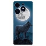 Kılıfland Tecno Spark 10 Pro Kılıf, Silikon, Platinium Series, Moon Wolf Desenli, Mavi