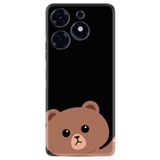 Kılıfland Tecno Spark 10 Pro Kılıf, Silikon, Platinium Series, Resimli Desenli, Hello Bear, Siyah