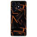 Kılıfland Tecno Spark 10 Pro Silikon Kılıf, Zigzag Desen, Siyah-Turuncu
