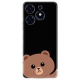 Kılıfland Tecno Spark 10 Pro Uyumlu Kılıf, Silikon, Platinium Series, Resimli Desenli, Hello Bear, Siyah