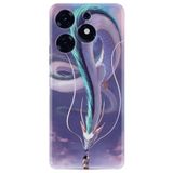 Kılıfland Tecno Spark 10 Pro Uyumlu Silikon Kılıf, Kız ve Ejderha Tasarımı, Mor