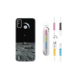 Kılıfland Tecno Spark 6 Go Kılıf, Silikon, Astronot Red Balon Desenli, İpli Boyun Askılı, Renkli