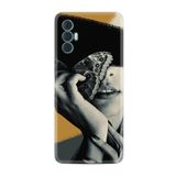 Kılıfland Tecno Spark 8 Pro ile Uyumlu Kılıf, Resimli Desenli Silikon, Platinium Series, Butterfly Girl, Siyah