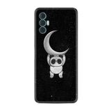 Kılıfland Tecno Spark 8 Pro ile Uyumlu Kılıf, Resimli Desenli Silikon, Platinium Series, Panda Moon, Siyah