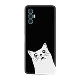 Kılıfland Tecno Spark 8 Pro ile Uyumlu Kılıf, Silikon, Platinium Series, Şaşkın Kedi Desenli, Siyah