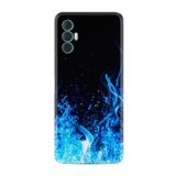 Kılıfland Tecno Spark 8 Pro ile Uyumlu Silikon Kılıf, Blue Fire Deseni