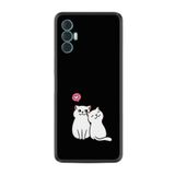 Kılıfland Tecno Spark 8 Pro ile Uyumlu Silikon Kılıf, Desen, Love Cats, Siyah