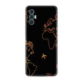 Kılıfland Tecno Spark 8 Pro ile Uyumlu Silikon Kılıf, Harita ve Uçak Desen, Siyah