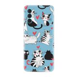 Kılıfland Tecno Spark 8 Pro ile Uyumlu Silikon Kılıf, Kedicikler Desen, Mavi
