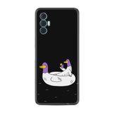 Kılıfland Tecno Spark 8 Pro ile Uyumlu Silikon Kılıf, Keyifli Ördekler Deseni, Siyah