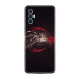 Kılıfland Tecno Spark 8 Pro ile Uyumlu Silikon Kılıf, Kurt ve Ay Yıldız Desenli Baskılı, Siyah