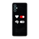 Kılıfland Tecno Spark 8 Pro ile Uyumlu Silikon Kılıf, Love Brain Deseni, Siyah
