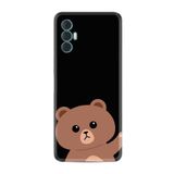 Kılıfland Tecno Spark 8 Pro ile Uyumlu Silikon Kılıf, Platinium Series, Resimli Desenli, Hello Bear, Siyah