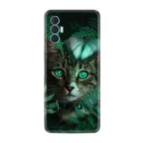 Kılıfland Tecno Spark 8 Pro ile Uyumlu Silikon Kılıf, Resimli Desenli Baskılı, Yeşil Gözlü Kedi
