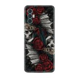 Kılıfland Tecno Spark 8 Pro ile Uyumlu Silikon Kılıf, Skull Rose Desen, Siyah
