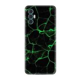 Kılıfland Tecno Spark 8 Pro ile Uyumlu Silikon Kılıf, Yeşil Şerit Mermer Desenli, Siyah