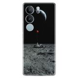 Kılıfland Vivo V29 ile Uyumlu Silikon Kılıf, Astronot Red Balon Desen, Siyah