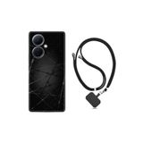 Kılıfland Vivo V29 Lite ile Uyumlu Kılıf, Boyun Askılı, Ipli, Dikenli Tel Desen, Siyah