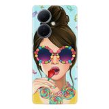 Kılıfland Vivo V29 Lite ile Uyumlu Kılıf, Resimli Desenli Baskılı Silikon, Şeker ve Kadın, Renkli