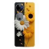 Kılıfland Vivo V40 5G ile Uyumlu Kılıf, Boutique Baskılı, Sarı Beyaz Çiçek Desenli