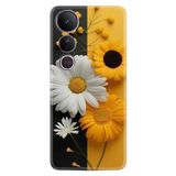 Kılıfland Vivo V50 Lite Kılıf, Boutique Baskılı, Sarı Beyaz Çiçek Desenli