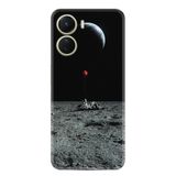 Kılıfland Vivo Y16 ile Uyumlu Silikon Kılıf, Desen Özel Seri, Astronot Red Balon, Siyah