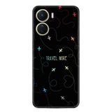 Kılıfland Vivo Y16 ile Uyumlu Telefon Kılıfı, Silikon, Siyah, Travel More Desenli