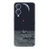 Kılıfland Vivo Y17s ile Uyumlu Silikon Kılıf, Desen Özel Seri, Astronot Red Balon, Siyah