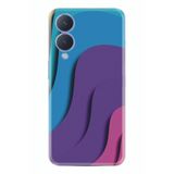 Kılıfland Vivo Y17s ile Uyumlu Silikon Kılıf, Desen Özel Seri, Mavi-Mor-Pembe Renk Cümbüşü