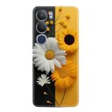 Kılıfland Vivo Y19S ile Uyumlu Kılıf, Boutique Baskılı, Sarı Beyaz Çiçek Desenli