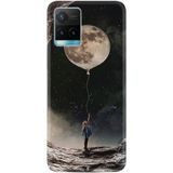 Kılıfland Vivo Y21a Plus ile Uyumlu Silikon Kılıf, Resimli Desenli Baskılı, Ay Balonu Temalı, Siyah